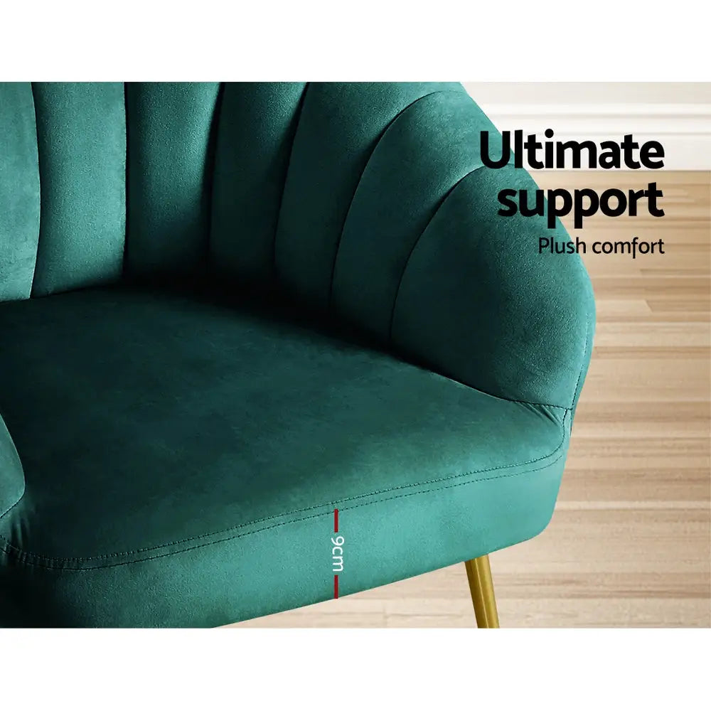 Artiss Armchair Velvet Green Eloise - Furniture > Living Room