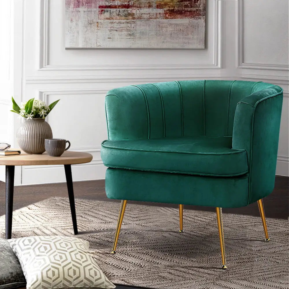 Artiss Armchair Velvet Green Norvia - Furniture > Living Room
