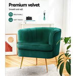 Artiss Armchair Velvet Green Norvia - Furniture > Living Room