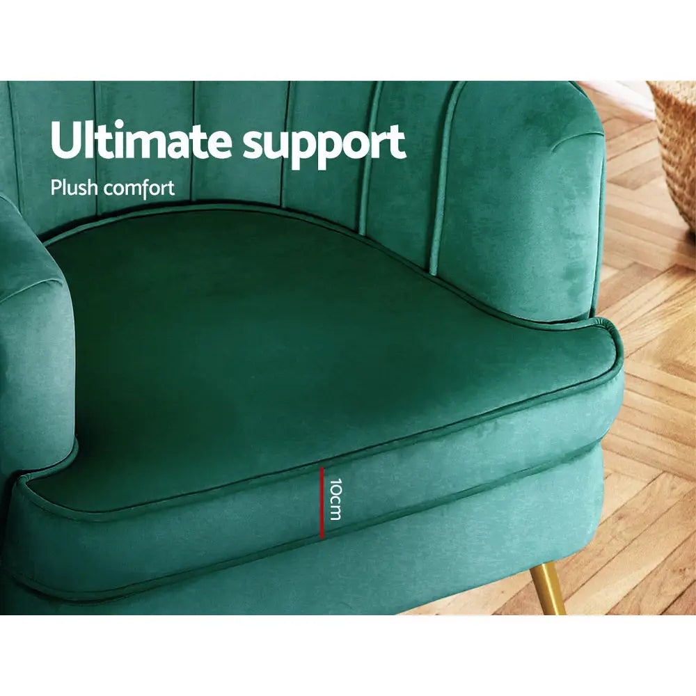 Artiss Armchair Velvet Green Norvia - Furniture > Living Room