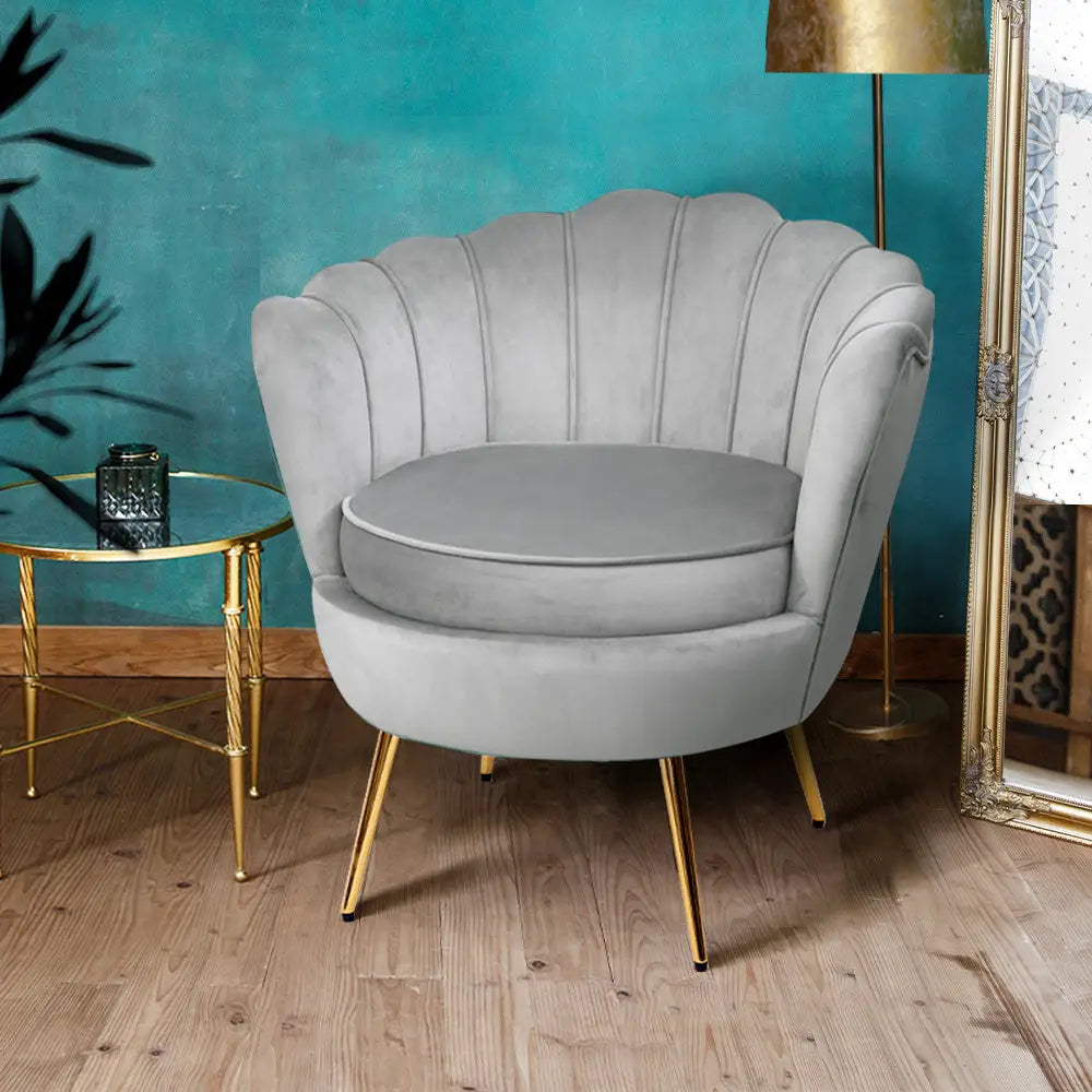 Artiss Armchair Velvet Grey Callista - Furniture > Living Room