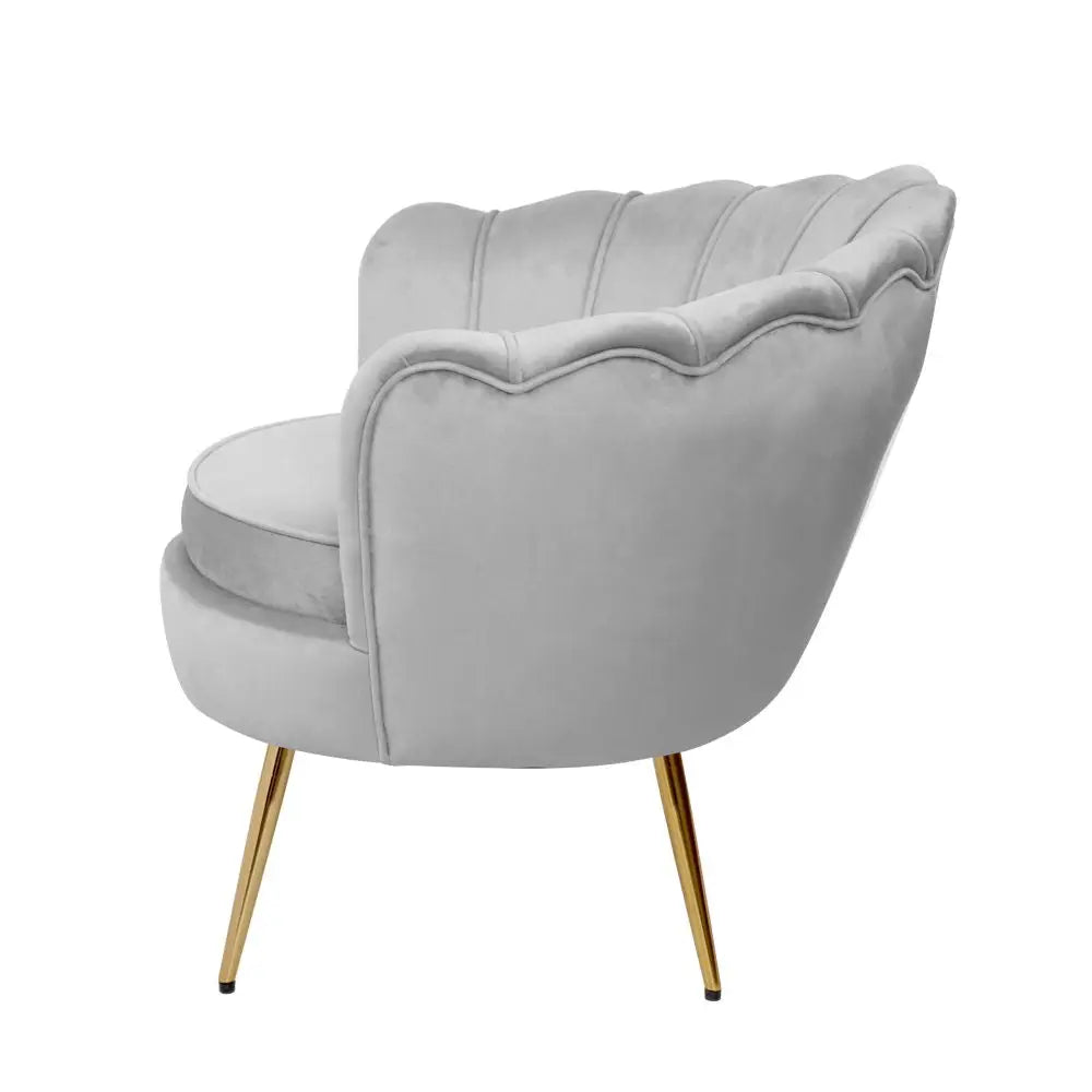 Artiss Armchair Velvet Grey Callista - Furniture > Living Room