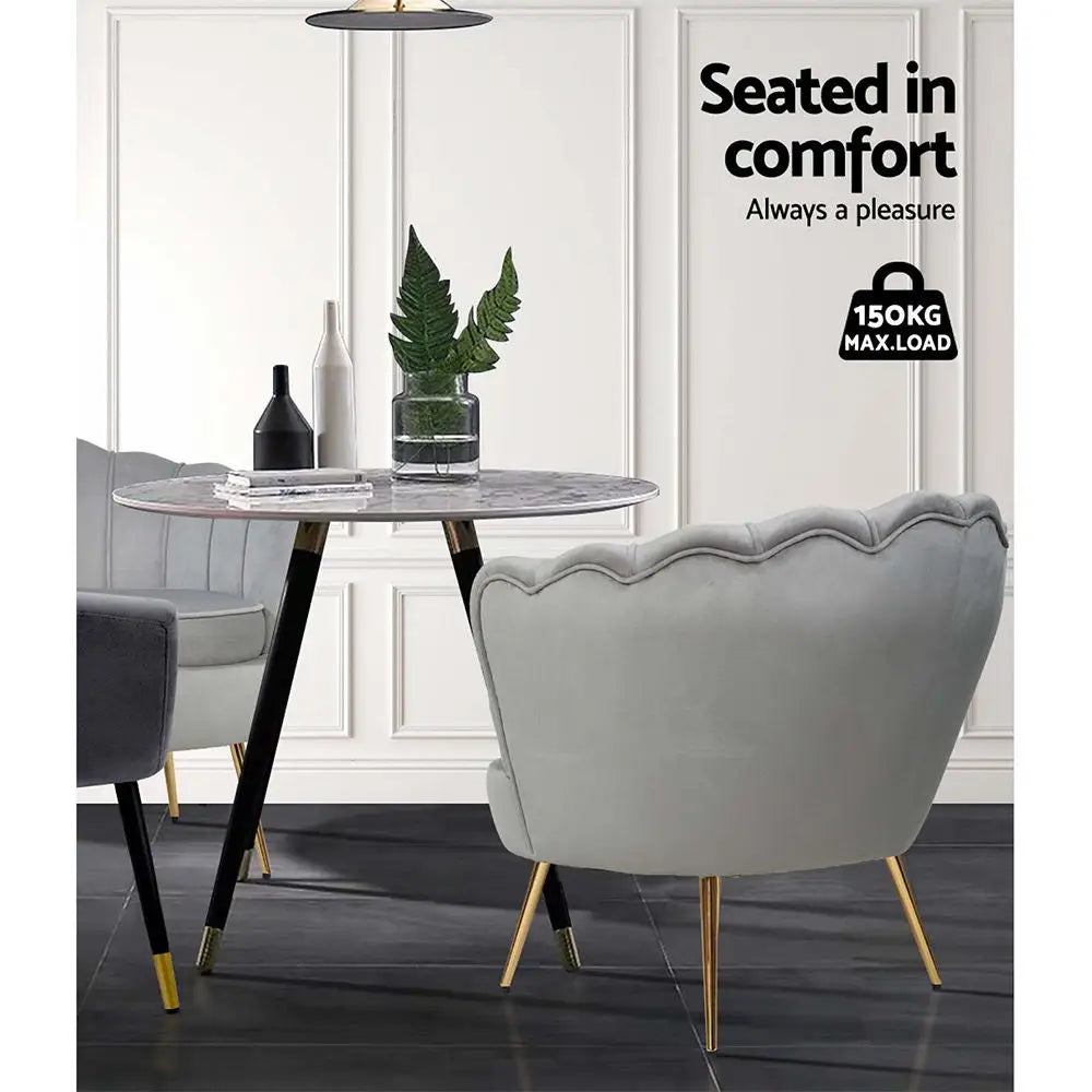 Artiss Armchair Velvet Grey Callista - Furniture > Living Room