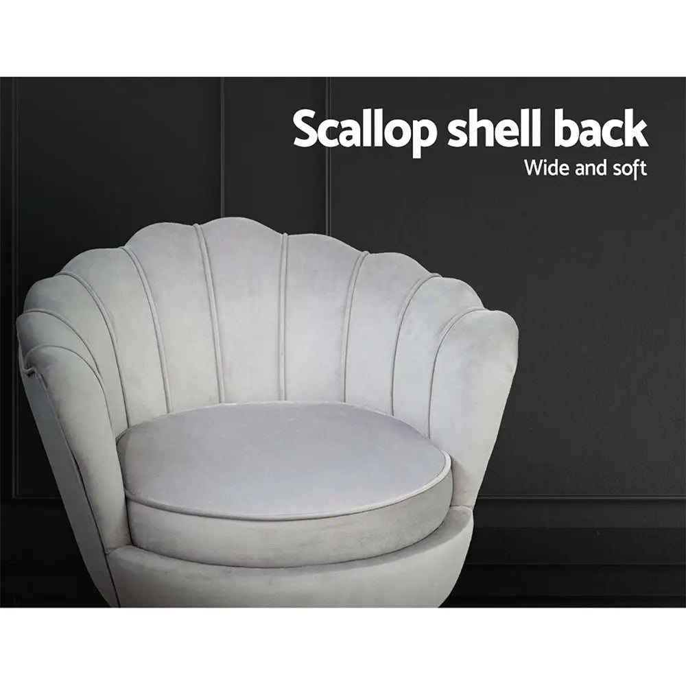 Artiss Armchair Velvet Grey Callista - Furniture > Living Room