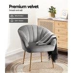 Artiss Armchair Velvet Grey Eloise - Furniture > Living Room