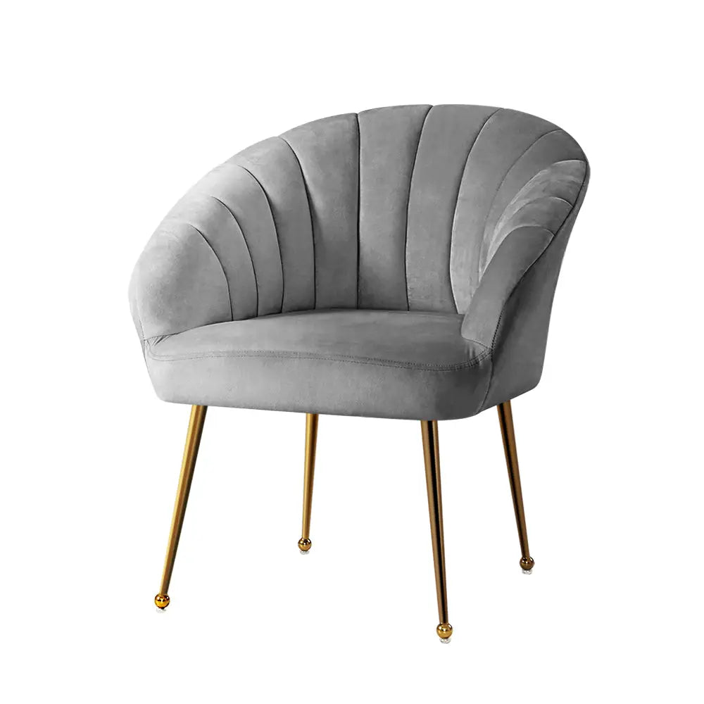 Artiss Armchair Velvet Grey Eloise - Furniture > Living Room