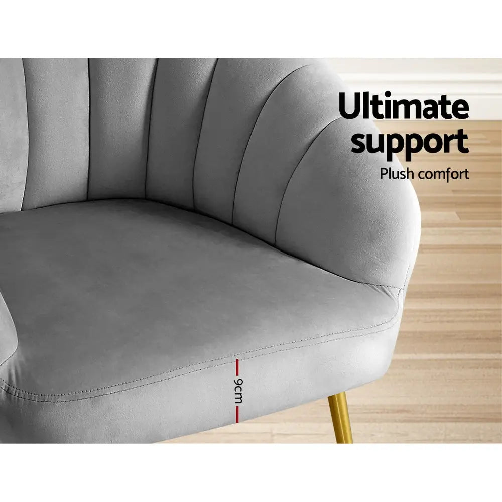 Artiss Armchair Velvet Grey Eloise - Furniture > Living Room