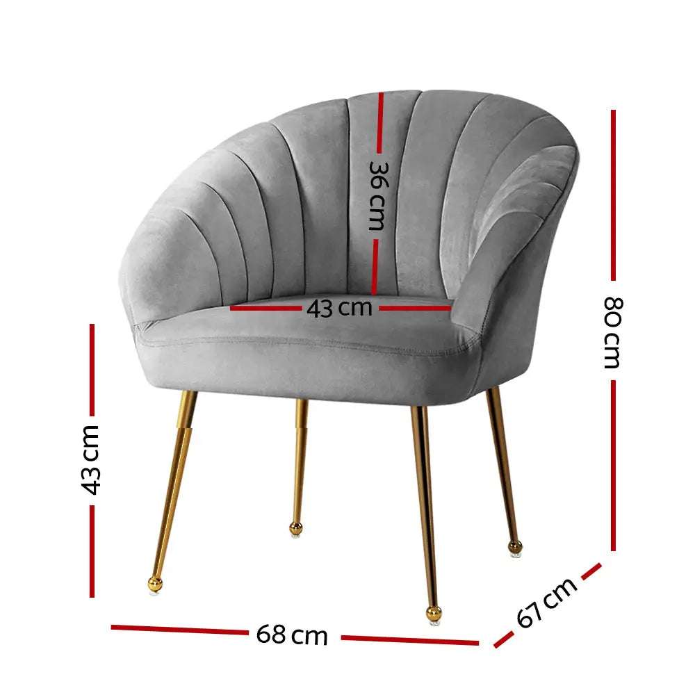 Artiss Armchair Velvet Grey Eloise - Furniture > Living Room