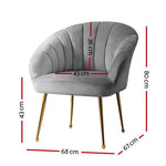 Artiss Armchair Velvet Grey Eloise - Furniture > Living Room