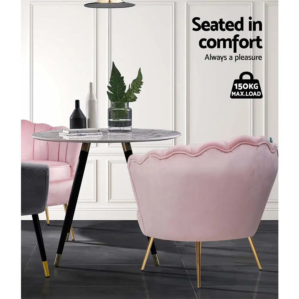 Artiss Armchair Velvet Pink Callista - Furniture > Living Room
