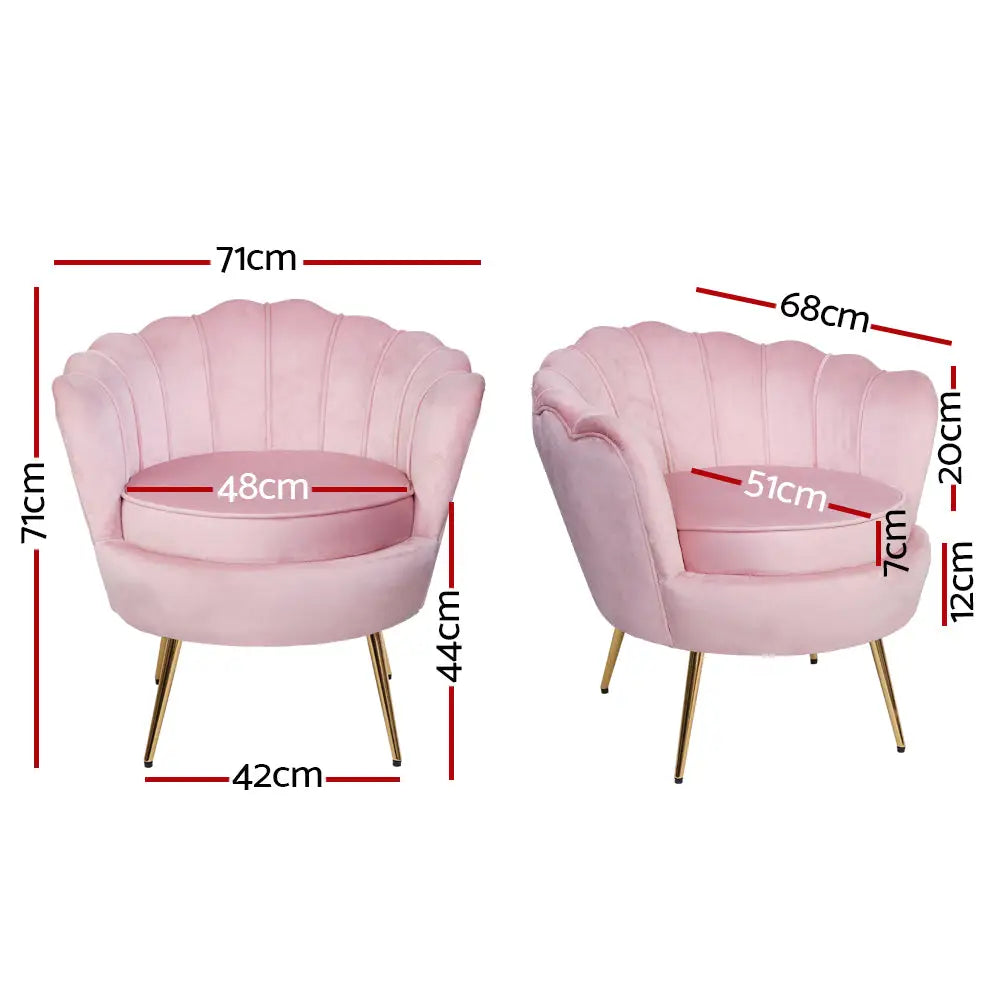 Artiss Armchair Velvet Pink Callista - Furniture > Living Room