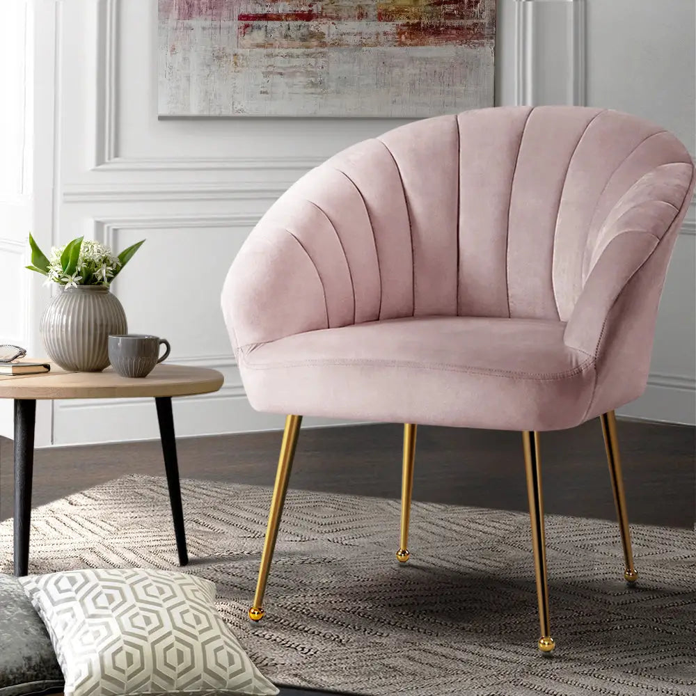 Artiss Armchair Velvet Pink Eloise - Furniture > Living Room