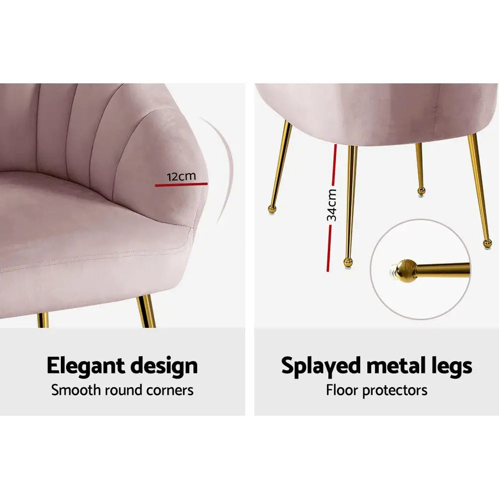 Artiss Armchair Velvet Pink Eloise - Furniture > Living Room