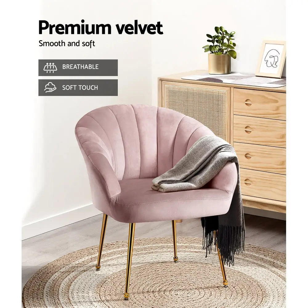 Artiss Armchair Velvet Pink Eloise - Furniture > Living Room
