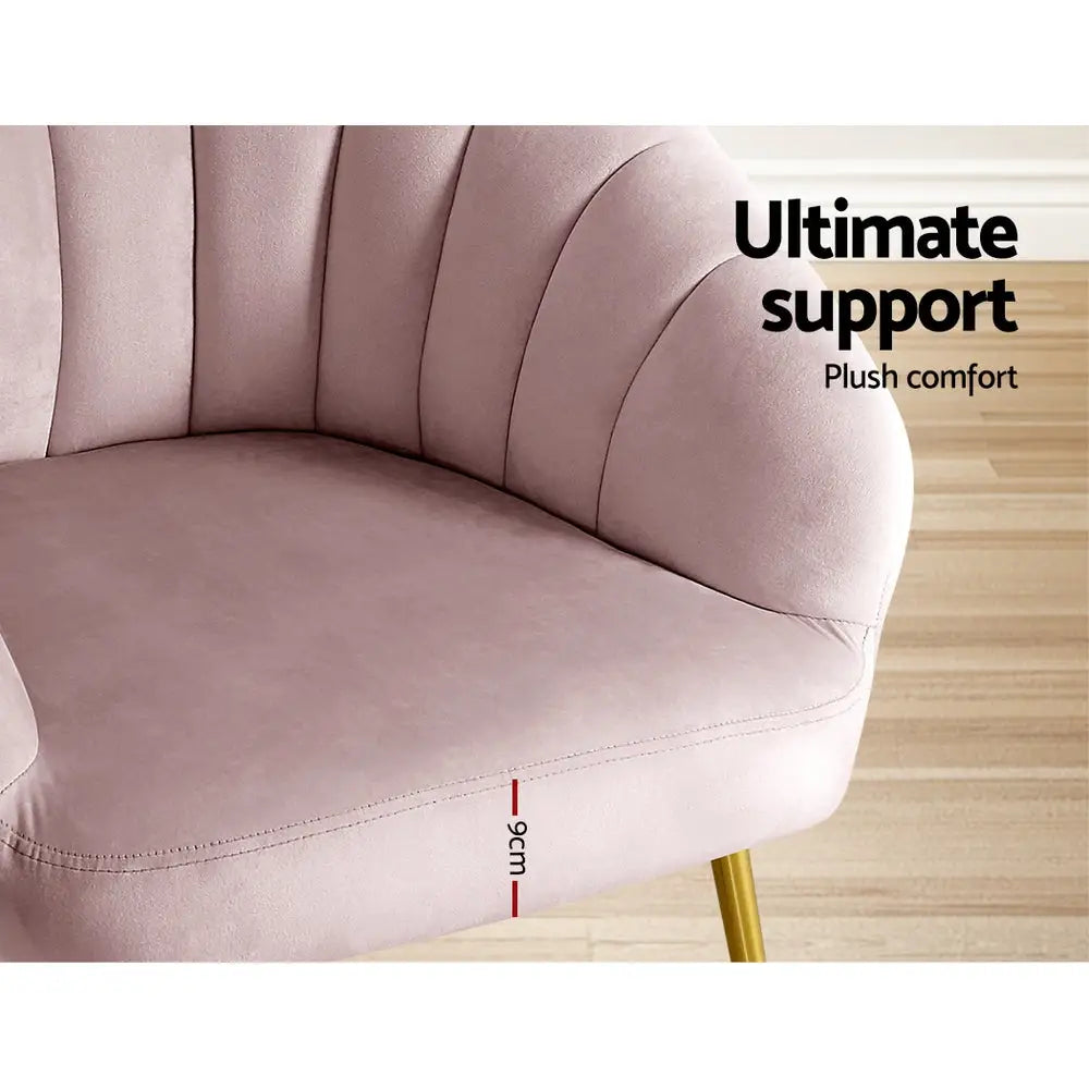 Artiss Armchair Velvet Pink Eloise - Furniture > Living Room