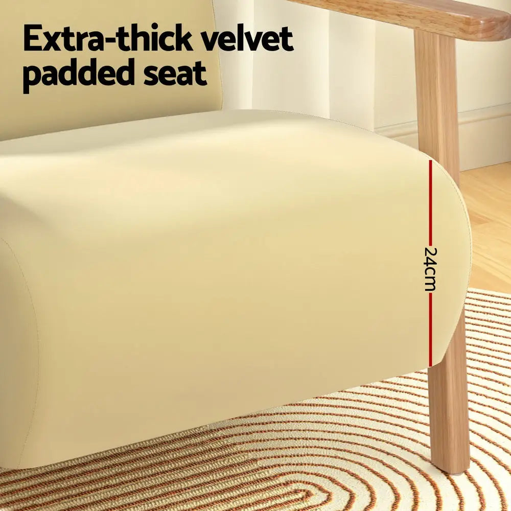 Artiss Armchair Velvet Yellow Olie - Furniture > Bar Stools & Chairs > Arm Chairs & Recliners