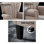 Artiss Armchair Wingback Beige Andrew - Furniture > Bar Stools & Chairs > Arm Chairs & Recliners