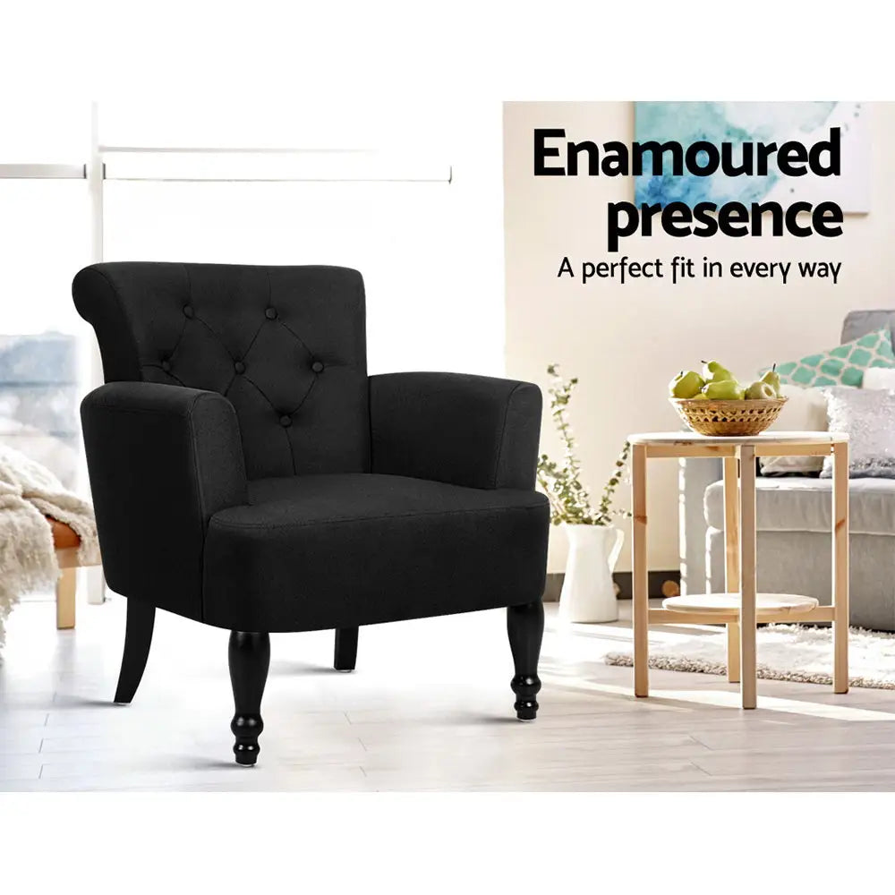 Artiss Armchair Wingback Charcoal Lothair - Furniture > Bar Stools & Chairs