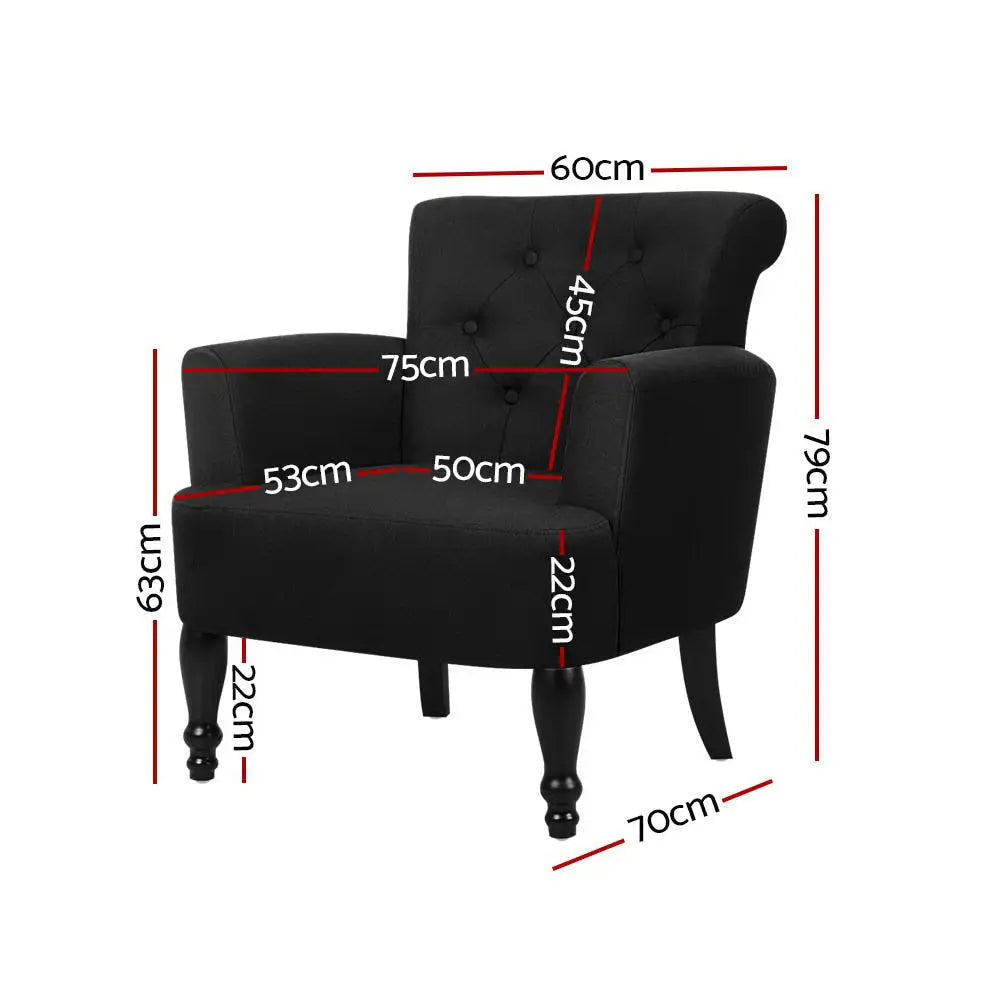 Artiss Armchair Wingback Charcoal Lothair - Furniture > Bar Stools & Chairs