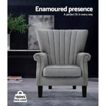 Artiss Armchair Wingback Grey Andrew - Furniture > Bar Stools & Chairs > Arm Chairs & Recliners