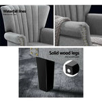 Artiss Armchair Wingback Grey Andrew - Furniture > Bar Stools & Chairs > Arm Chairs & Recliners