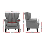 Artiss Armchair Wingback Grey Andrew - Furniture > Bar Stools & Chairs > Arm Chairs & Recliners