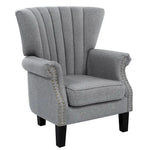 Artiss Armchair Wingback Grey Andrew - Furniture > Bar Stools & Chairs > Arm Chairs & Recliners