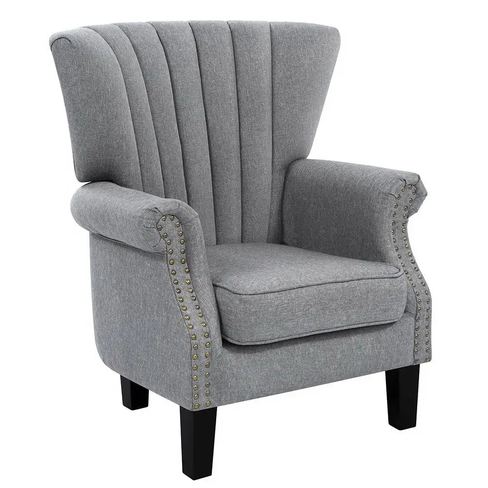 Artiss Armchair Wingback Grey Andrew - Furniture > Bar Stools & Chairs > Arm Chairs & Recliners