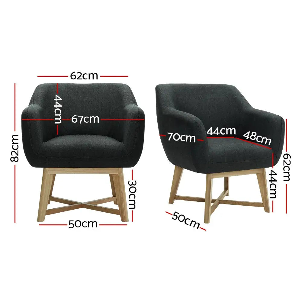 Artiss Aston Tub Accent Chair Charcoal - Furniture > Bar Stools & Chairs > Arm Chairs & Recliners