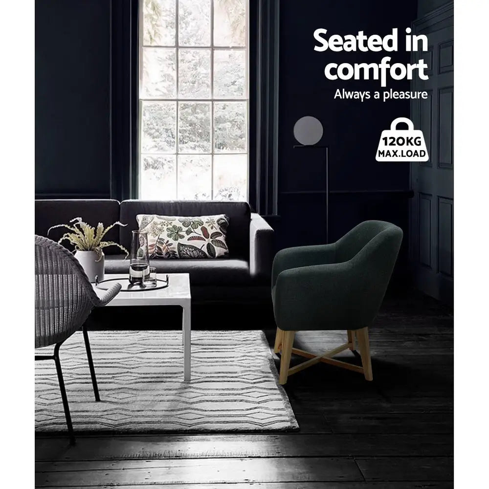 Artiss Aston Tub Accent Chair Charcoal - Furniture > Bar Stools & Chairs > Arm Chairs & Recliners