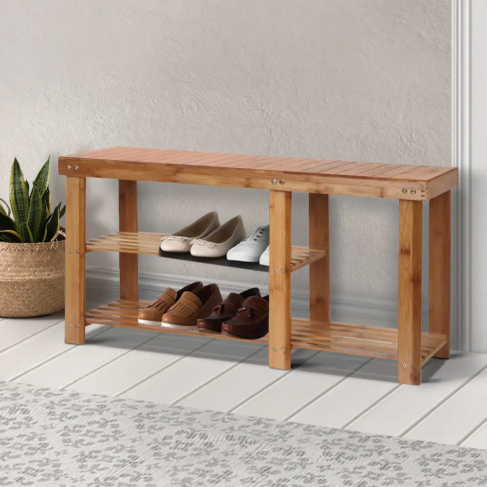 Artiss Bamboo Shoe Rack Bench - Furniture > Living Room
