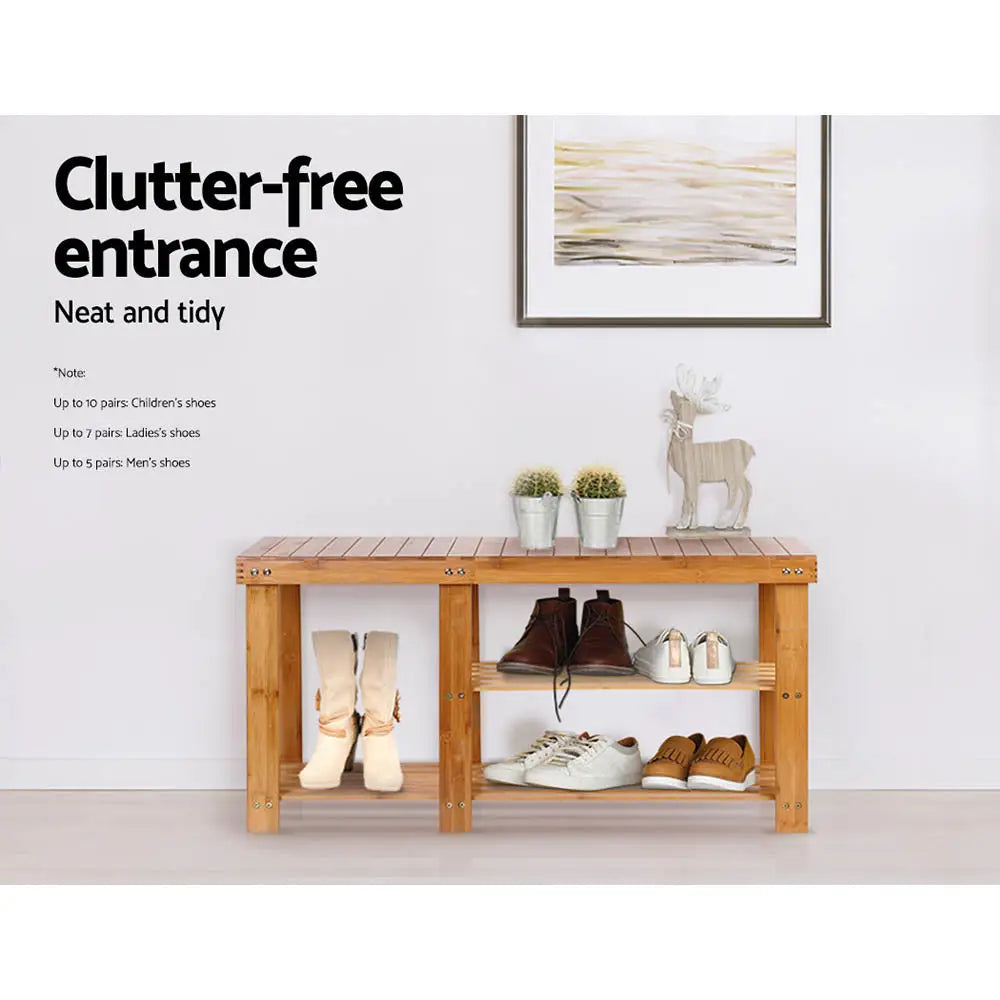 Artiss Bamboo Shoe Rack Bench - Furniture > Living Room