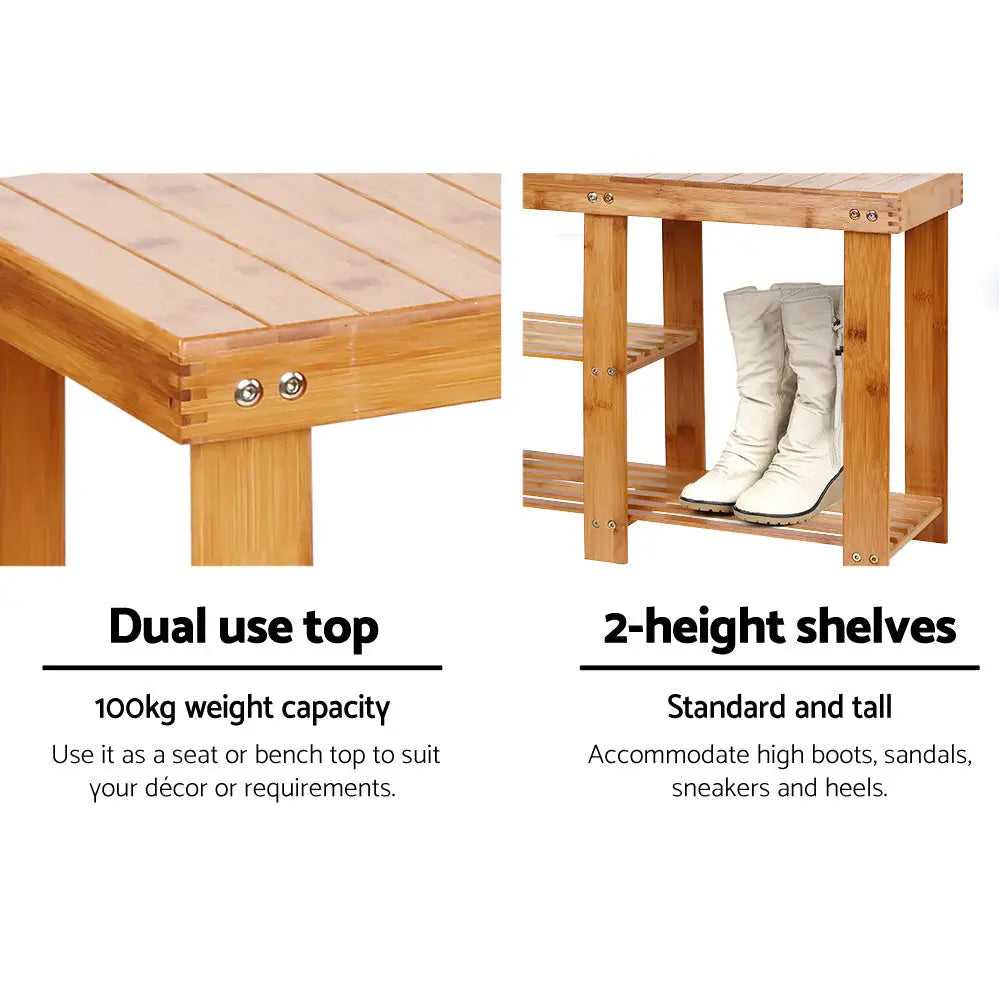 Artiss Bamboo Shoe Rack Bench - Furniture > Living Room
