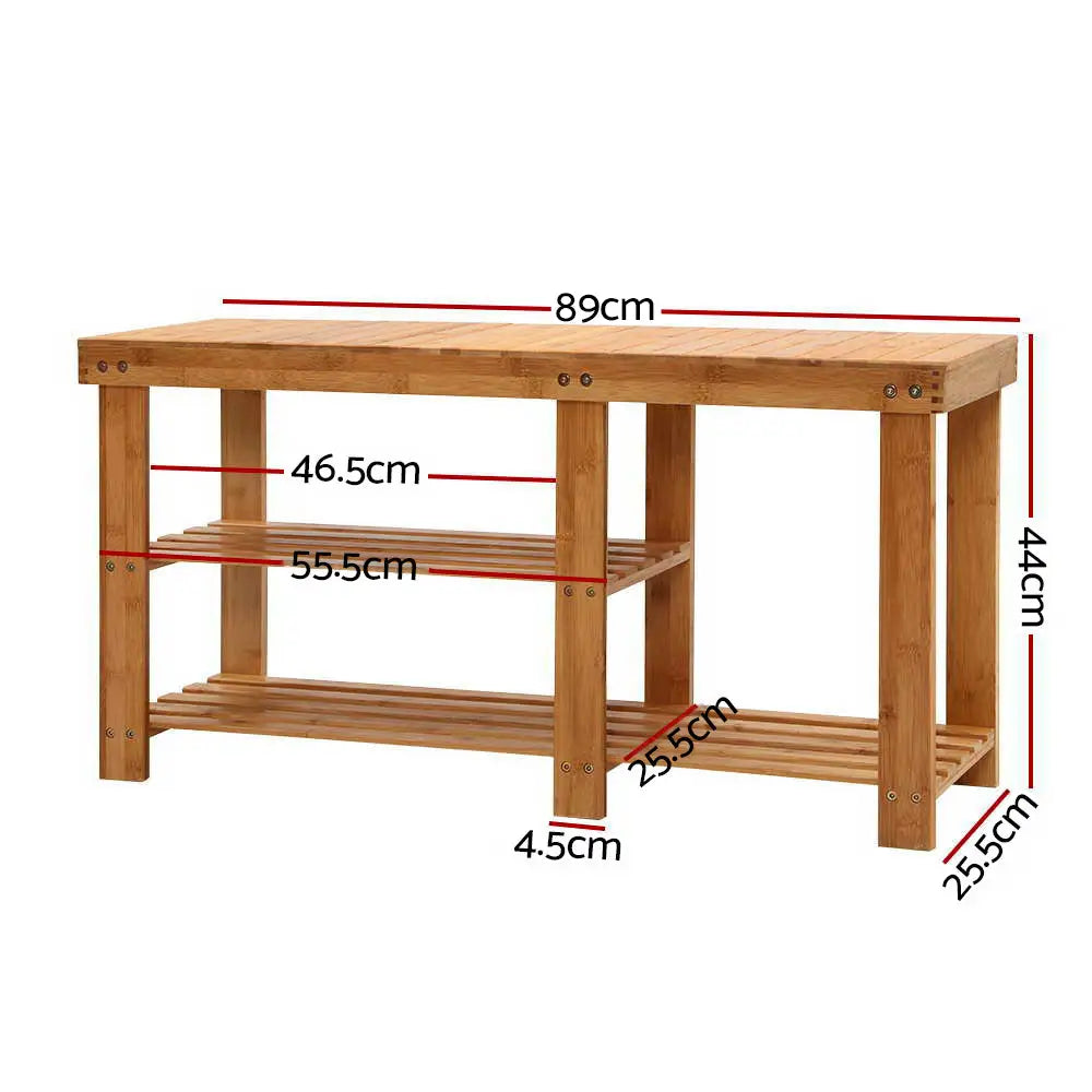 Artiss Bamboo Shoe Rack Bench - Furniture > Living Room