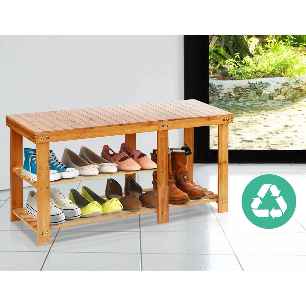 Artiss Bamboo Shoe Rack Bench - Furniture > Living Room