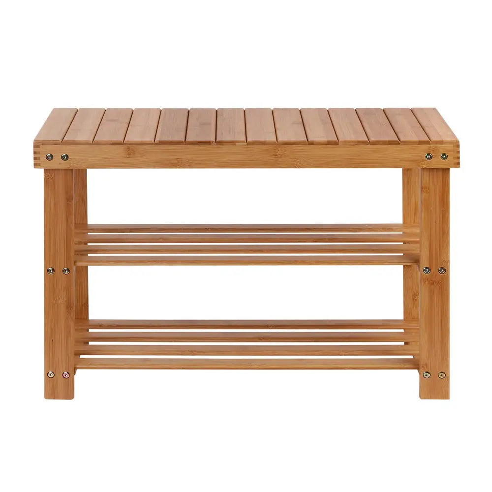 Artiss Bamboo Shoe Rack Wooden Seat Bench Organiser Shelf Stool - Furniture > Living Room