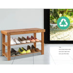 Artiss Bamboo Shoe Rack Wooden Seat Bench Organiser Shelf Stool - Furniture > Living Room