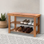 Artiss Bamboo Shoe Rack Wooden Seat Bench Organiser Shelf Stool - Furniture > Living Room