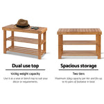 Artiss Bamboo Shoe Rack Wooden Seat Bench Organiser Shelf Stool - Furniture > Living Room
