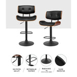Artiss Bar Stools Gas Lift Leather All Black - Furniture > Bar Stools & Chairs > Table & Bar Stools