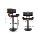 Artiss Bar Stools Gas Lift Leather All Black - Furniture > Bar Stools & Chairs > Table & Bar Stools