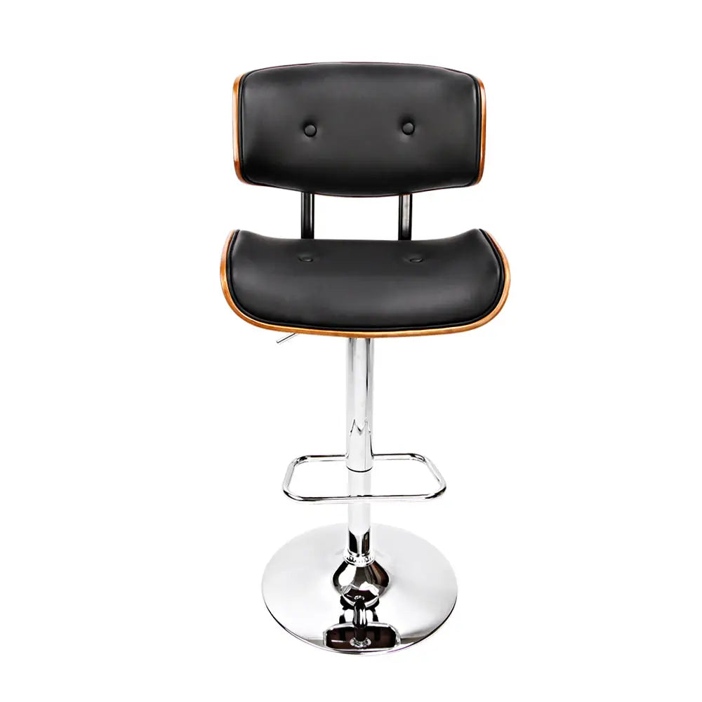 Artiss Bar Stools Gas Lift Leather Black - Furniture > Bar Stools & Chairs