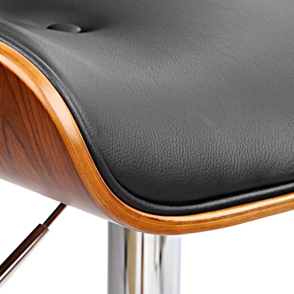 Artiss Bar Stools Gas Lift Leather Black - Furniture > Bar Stools & Chairs