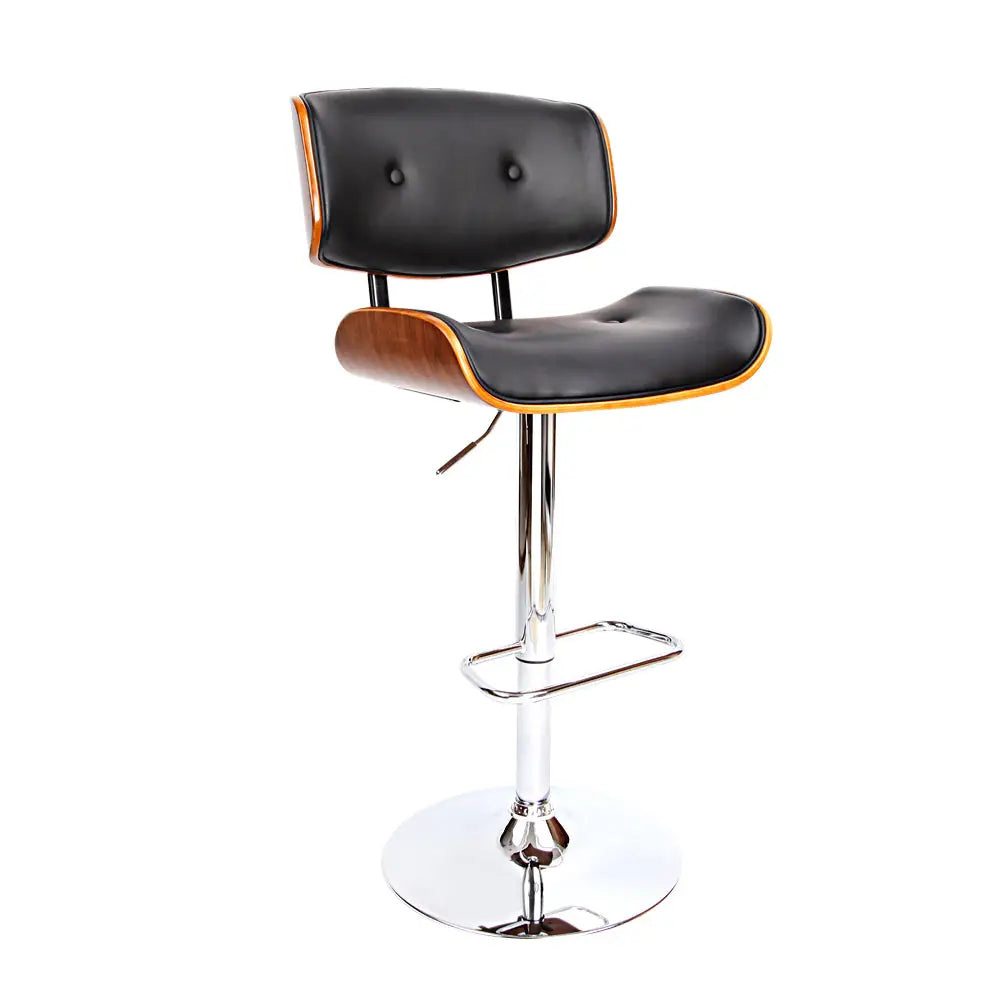 Artiss Bar Stools Gas Lift Leather Black - Furniture > Bar Stools & Chairs