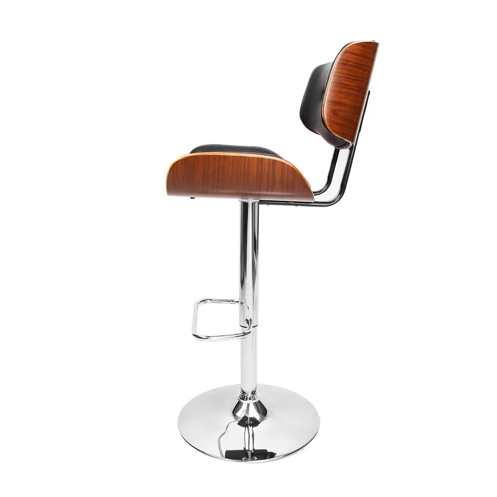 Artiss Bar Stools Gas Lift Leather Black - Furniture > Bar Stools & Chairs