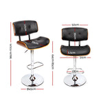 Artiss Bar Stools Gas Lift Leather Black - Furniture > Bar Stools & Chairs