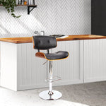 Artiss Bar Stools Gas Lift Leather Black - Furniture > Bar Stools & Chairs