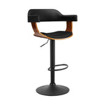 Artiss Bar Stools Gas Lift Leather w/Armrest All Black - Furniture > Bar Stools & Chairs