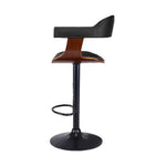 Artiss Bar Stools Gas Lift Leather w/Armrest All Black - Furniture > Bar Stools & Chairs