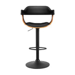 Artiss Bar Stools Gas Lift Leather w/Armrest All Black - Furniture > Bar Stools & Chairs